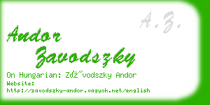 andor zavodszky business card